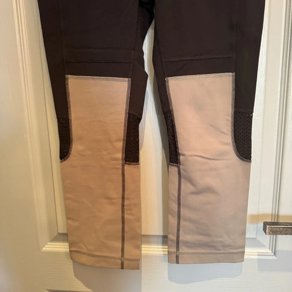 Lolë Panna Grey Black Mesh Detail Workout Athletic Performance Leggings Sz M - Picture 5 of 14